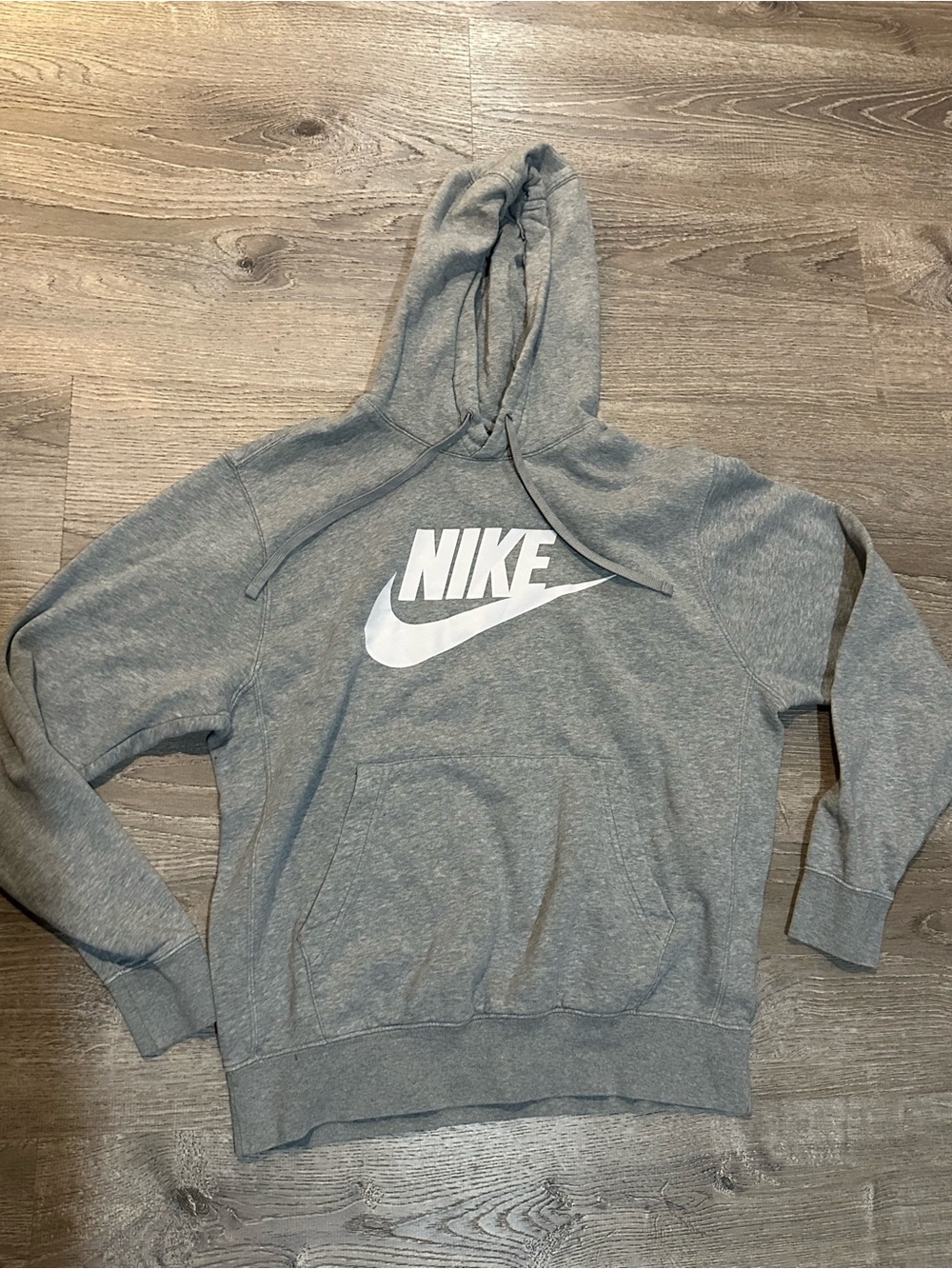 Nike Sportswear Fleece Pullover Hoodie Gray White Swoosh Size M